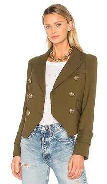 Smythe Army Green Pagoda Cadet Double Breasted Gold Button Jacket Blazer 2